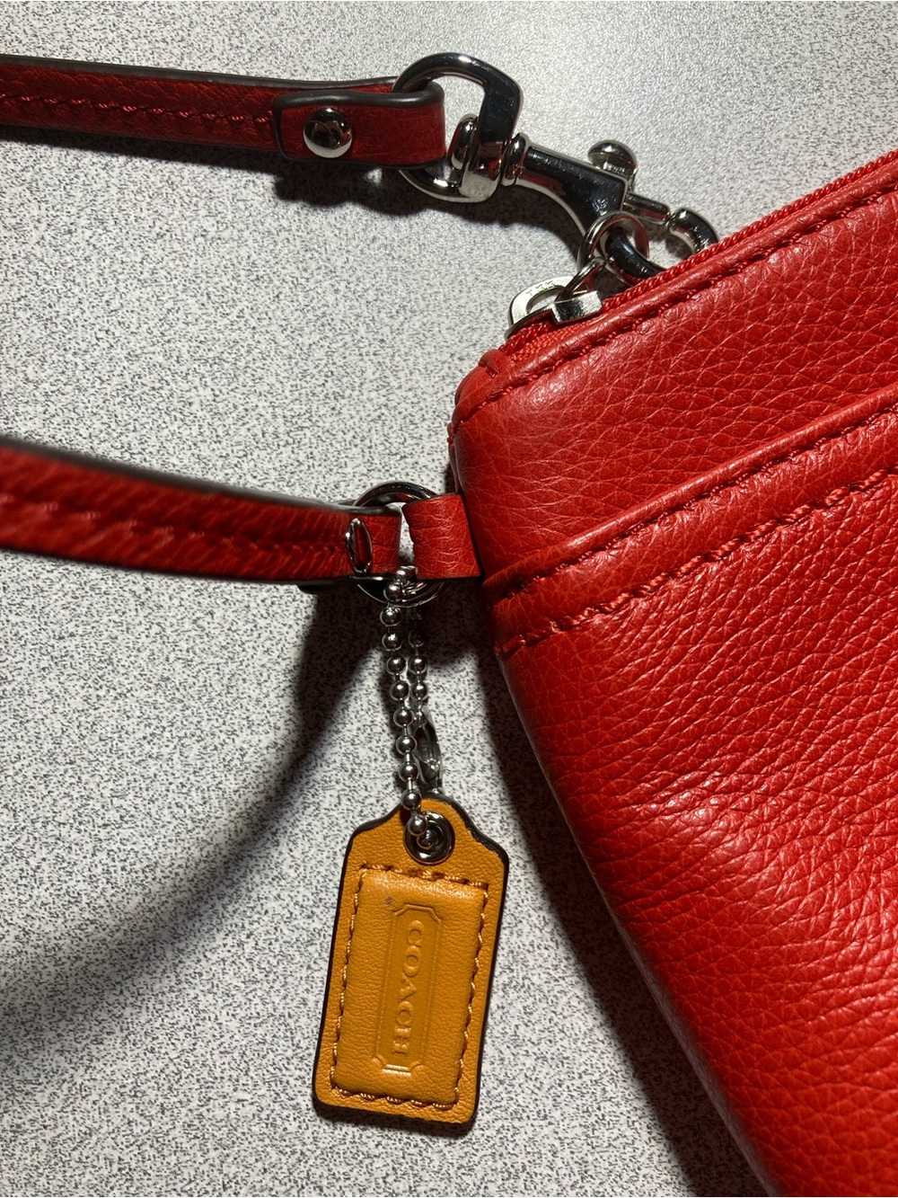 Coach Park Y2K Red Pebbled Leather Wristlet Mini Bag Turn-Lock F49472 EUC - Picture 10 of 11